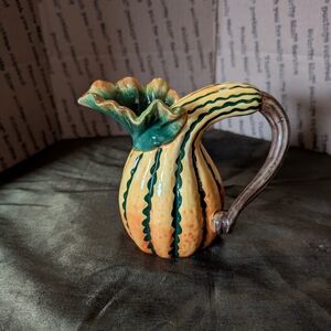 Studio Ceramic Gourd Vase - Orange and Green